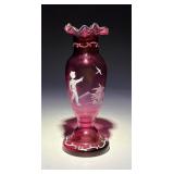 Mary Gregor Style Cranberry Glass Vase