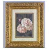 Framed Print of Pink Roses in Gilt Gesso Frame