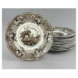 12 Mid 19th C. English Sepia Transferware Plates