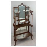 Victorian Mahogany ï¿½tagï¿½re with Beveled Mirrors