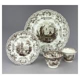 4 Pieces of Early 19th C. Sepia Transferware