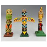 3 Tlingit Miniature Totem Poles, Juneau Alaska