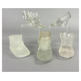 Set of Five Glass Shoe Figurines