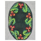 American Folk Art Style Hooked Table Rug 16ï¿½ x 10ï¿½