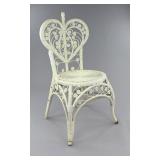 White Wicker Side Chair with Heart Backrest