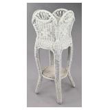 White Wicker Plant Stand with Openwork Design