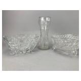 Clear Glass Vase and Bowls Set