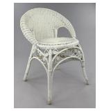 White Wicker Chair with Scrollwork Design