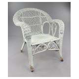 White Wicker Armchair with Scrollwork