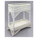 White Wicker Two-Tier Stand