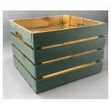 Wooden Slatted Crate with Green Paint