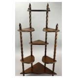 Wooden Corner Shelf with Spindles