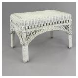 White Wicker Footstool