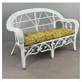 1005White Wicker Loveseat with Floral Cushion