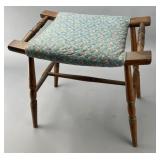 Wooden Stool with Floral Upholstery
