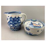 M.A. Hadley Ceramic Pitcher and Bowl