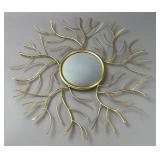 Round Wall Mirror with Gold Branch Frame