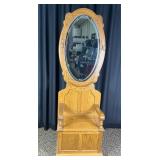 Wooden Hall Tree with Mirror
