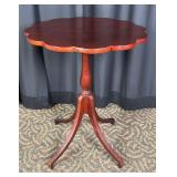 Round Wooden Table with Scalloped Edge