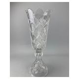 Cut Glass Vase with Pedestal Base