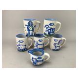 M.A. Hadley Ceramic Mugs and Creamer