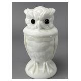 Owl-Shaped Milk Glass Apothecary Jar