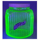 Green Uranium Glass Coffee Jar