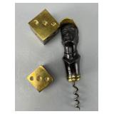 Corkscrew with Two Brass Dice