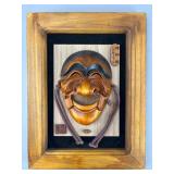 Framed Wooden Mask on Plaque