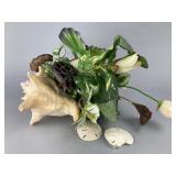 Artificial Floral Arrangement in Conch Shell, 18"