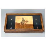 Framed Native American Photo with 6 Arrowheads