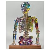Crystal Skeleton Figure on Wooden Base