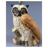 Chalkware Large Owl-Shaped Table Lamp 30"