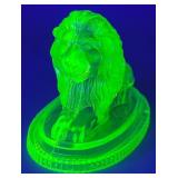 John Derbyshire Uranium Glass Lion Figurine
