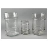 Set of Three Glass Containers with Bands