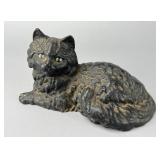 Cast Iron Cat Figure with Green Eyes