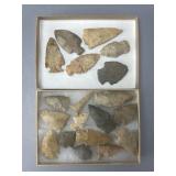 Collection of 19 Stone Arrowheads, about 2" long