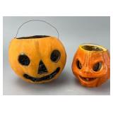 Pair of Paper Mache Pumpkin Lanterns