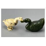 2 Chinese Hand-Carved Jade and Bone Figurines