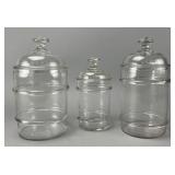Set of Three Glass Apothecary Jars