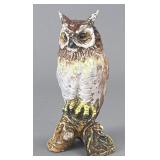 Hand-Painted Majolica Ceramic Owl Figurine