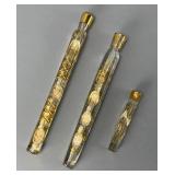 3 Clear Glass Tear Catchers with Gold Decoration