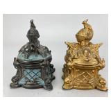 Pair of Knight-Themed Inkwells, 2 Inches Each, 2"