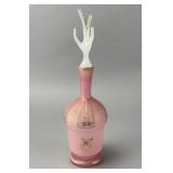 Art Glass Pink Perfume Bottle Coral Stopper