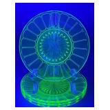 Green Uranium Glass Plates, Set of Four