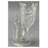 Pressed Glass Vase with Figural Base