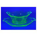 Green Uranium Glass Bowl with Underplate