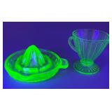Green Glass Juicer and Creamer Set