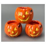 Hallmark Ceramic Pumpkin Candle Holders 3pcs Set
