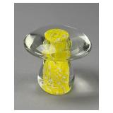 Art Glass Yellow Swirl Mushroom